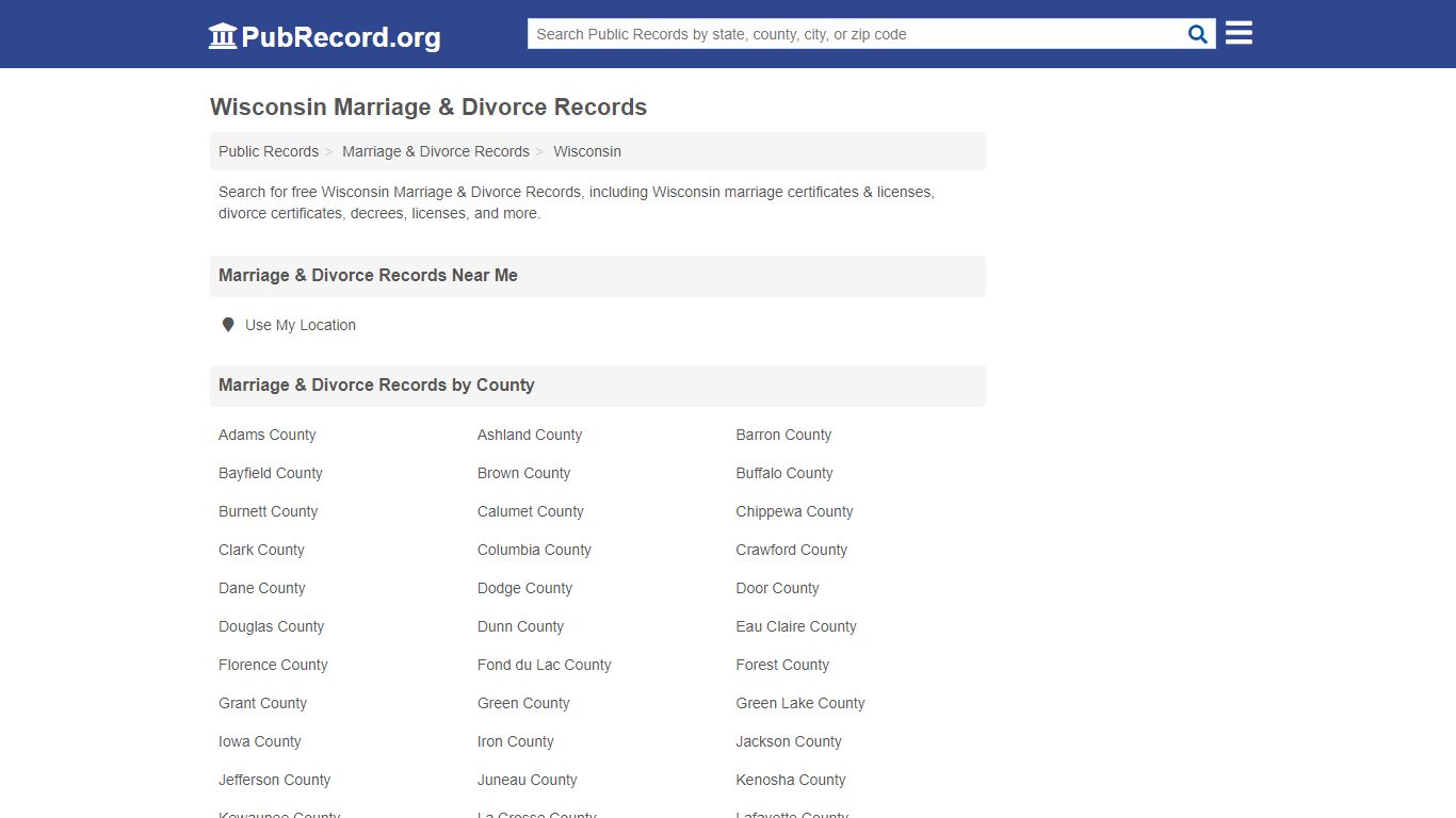 Free Wisconsin Marriage & Divorce Records - PubRecord.org